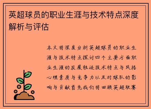 英超球员的职业生涯与技术特点深度解析与评估